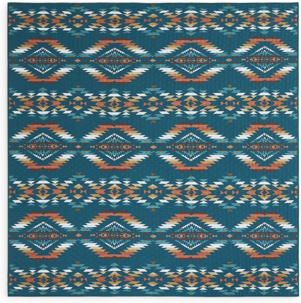 Pendleton Twin Quilt Set – 100% Cotton 2 Piece Quilt Set with Sham, Soft Lightweight Bedding for Twin Size Bed for Dorms, Teal Multi Patterned Comforter Alternative, Twin Bedding Set (Summerland)