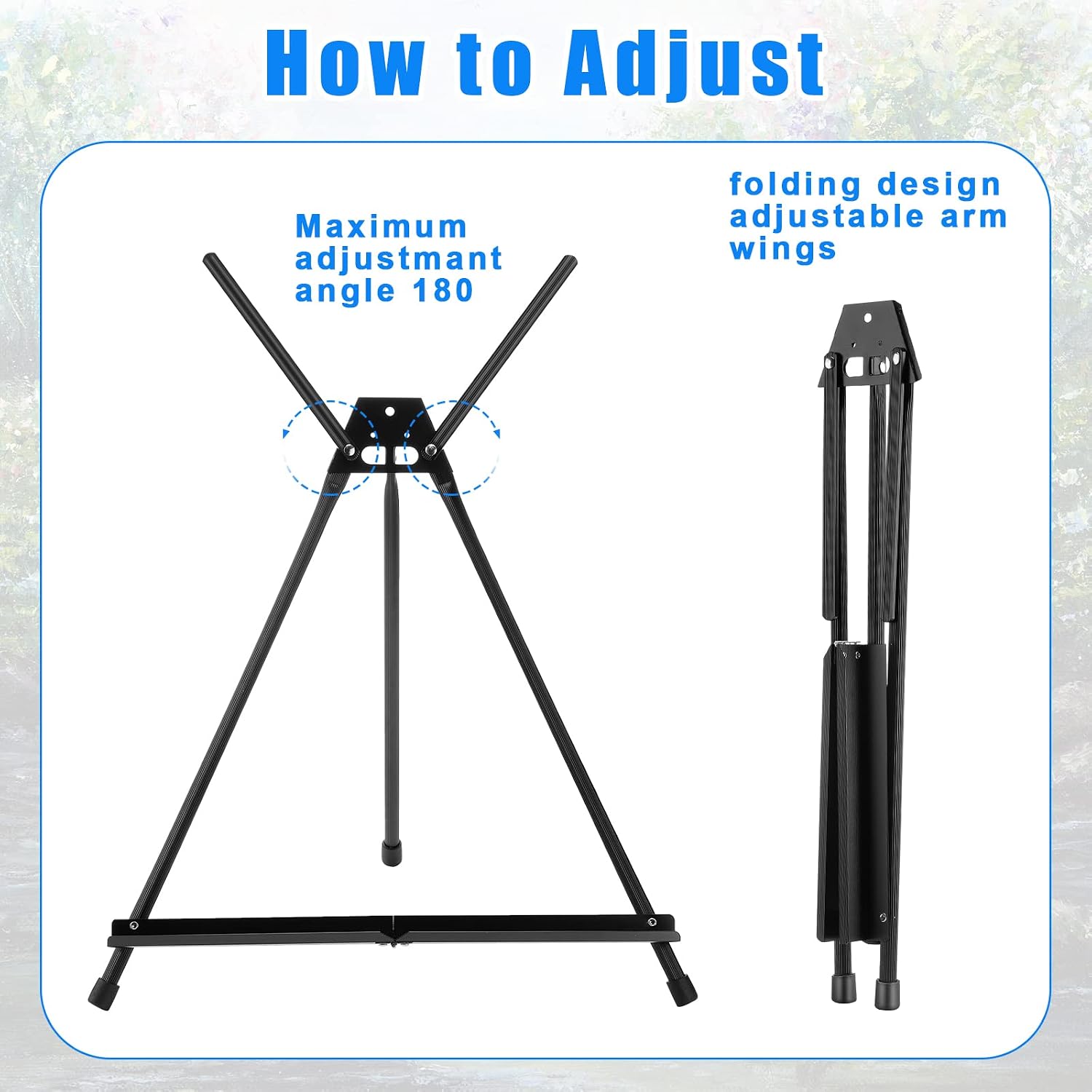 Xinnun 24 Pack Aluminum Tabletop Display Easels 15' to 21' Adjustable Portable Tripod Desktop with Extension Arm Wings and Rubber Feet Tripod Easels Stand for Canvas Pictures Paintings School (Black)