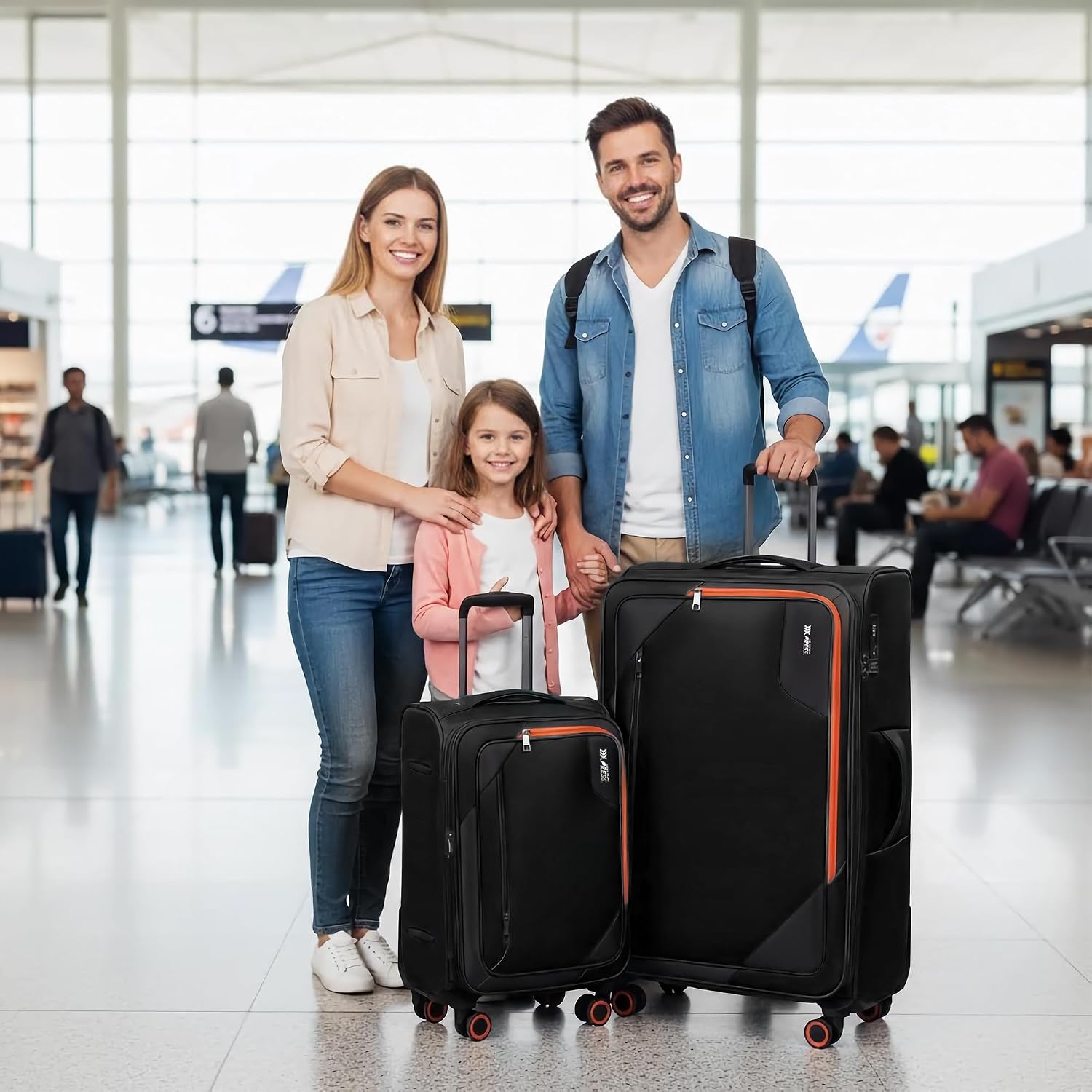 2-Piece Set (22in/32)Softside Expandable 20% Luggage w/TSA LOCK,Front Opening Softside Luggage Sets w/Spinner Wheels,Lightweight Travel Luggage Rolling Suitcase for Men/Women（Black,22in/32in）