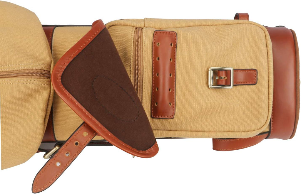 TOURBON Vintage Golf Club Carry Bags Travel Case - Canvas and Leather
