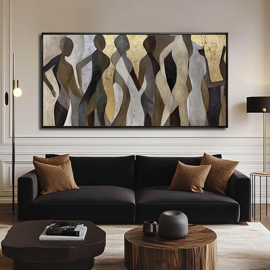Artexist Figure Wood Wall Decor Neutral Wall Art Modern Poster Printing 24'x48' Picture for Bedroom Hanging Art for Dining Room Area