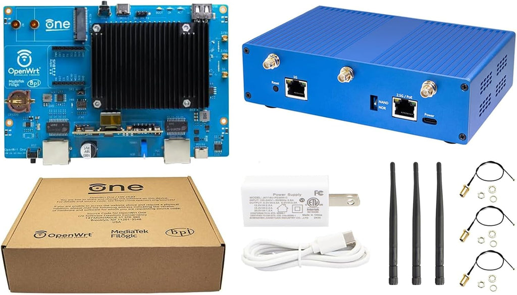 Banana Pi OpenWrt One - Dual Band WiFi 6 Wireless Router - AP-24.XY Router with MediaTek MT7981B SoC 1GB DDR4 RAM, 1x 2.5GbE WAN 1x Gigabit LAN RJ45 Port, Support PoE AP PWM