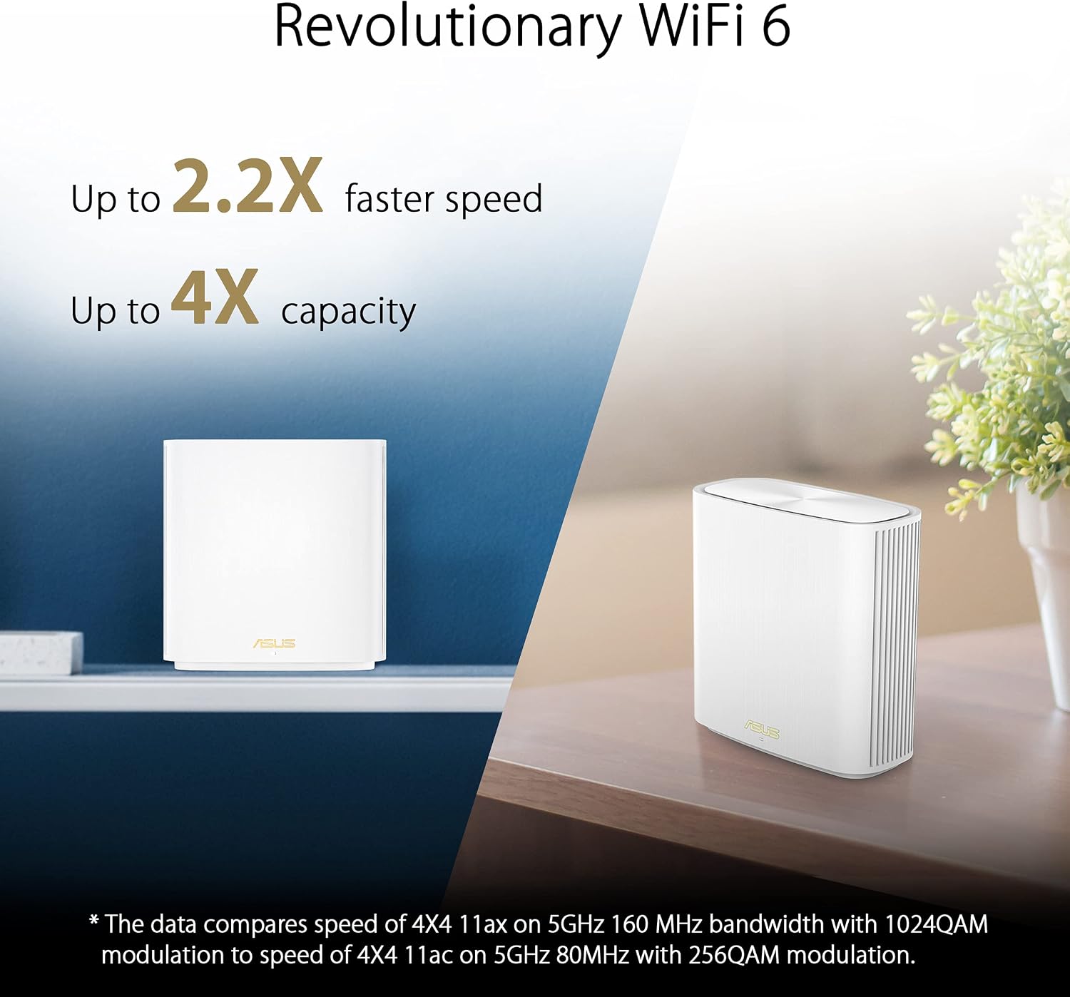 ASUS ZenWiFi Whole-Home Dual-Band Mesh WiFi 6 System XD6 White - 2 Pack, Coverage up to 5,400 sq.ft & 4+ Rooms, 5400Mbps, AiMesh, Lifetime Free Internet Security, Parental Control, Easy Setup