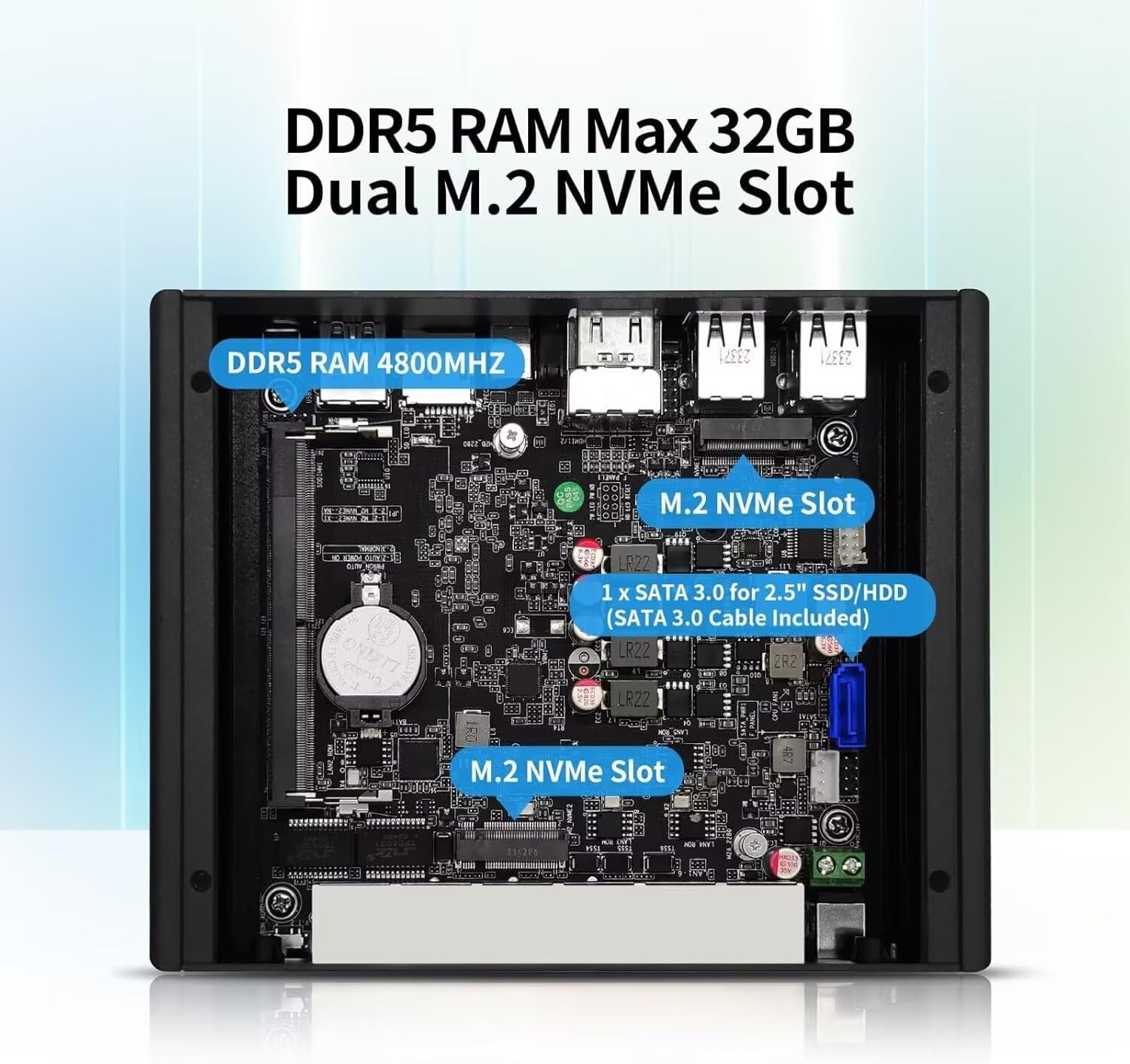 Firewall Mini PC Core 3 N300(8C/8T), 6 x 2.5GbE i226V LAN 4USB 2HD Type C TF Slot, DDR5 0GB RAM 0GB NVMe SSD, Fanless Router Hardware, Micro Computer Appliance, 4K Triple Display