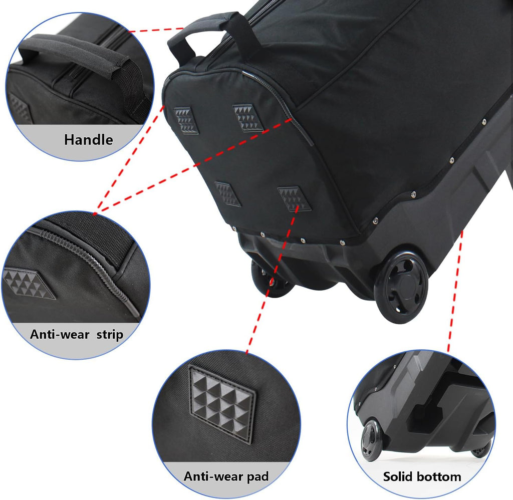 Wheeled Golf Travel Bag with Stand, Adjustable 2 or 4 Wheels, Thickened Padded Protection, Rolling Travel Case with Handles, with Password Lock Zipper, for Airlines