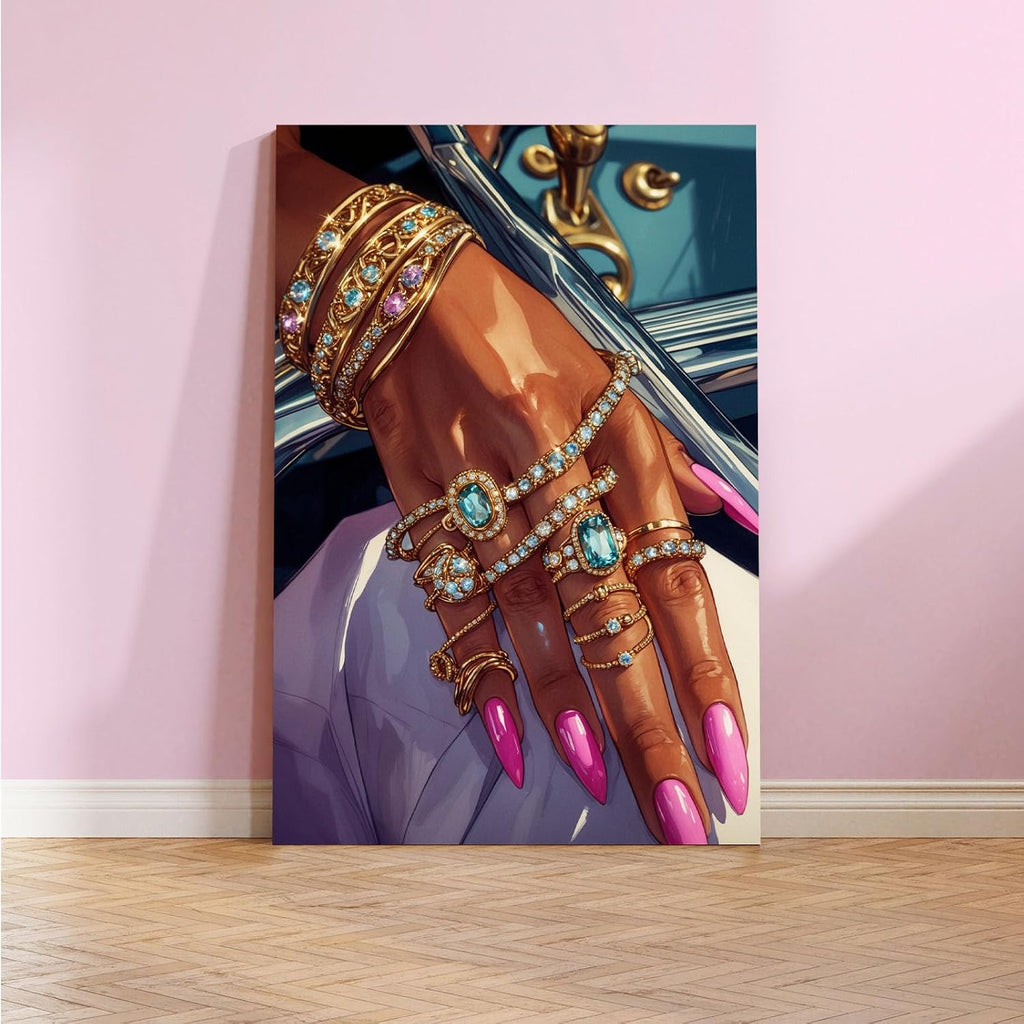 Black woman canvas painting wall black rich woman black girl art print colorful african poster is a good choice for room decoration 28x40in Wood Framed