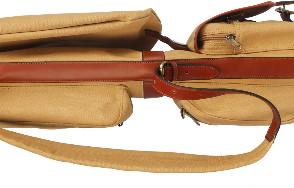 TOURBON Vintage Golf Club Carry Bags Travel Case - Canvas and Leather