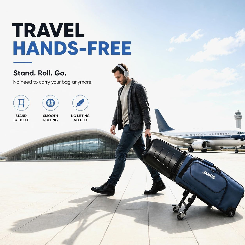 JANUS Golf Travel Bag with Wheels, Foldable Airline-Ready Design, Protective Structured Design, and Support-Leg Travel System