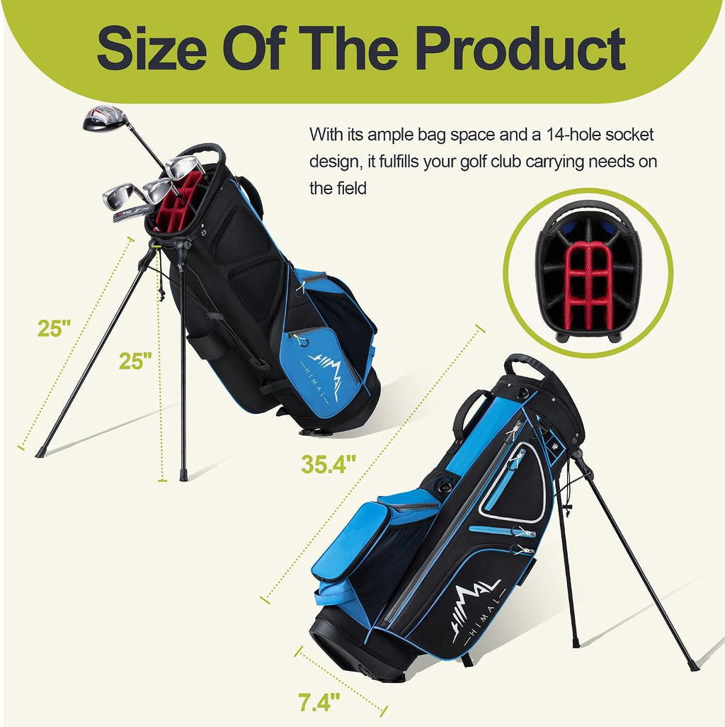 GoHimal 14 Way Golf Stand Bag, Golf Bags for Men with Stand, Top Dividers Ergonomic with 10 Pockets Golf Club Bags
