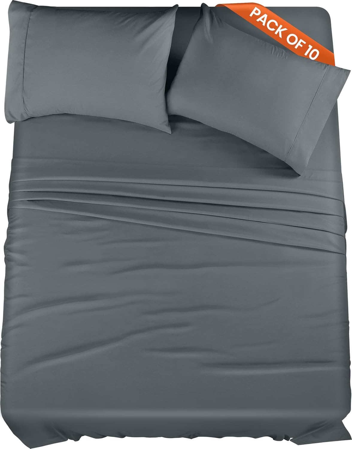 Utopia Bedding Queen Size Sheet Set - Bulk Pack of 10 Bed Sheets Set - Soft Brushed Microfiber - Deep Pockets - Shrinkage & Fade Resistant - Easy Care (Grey)