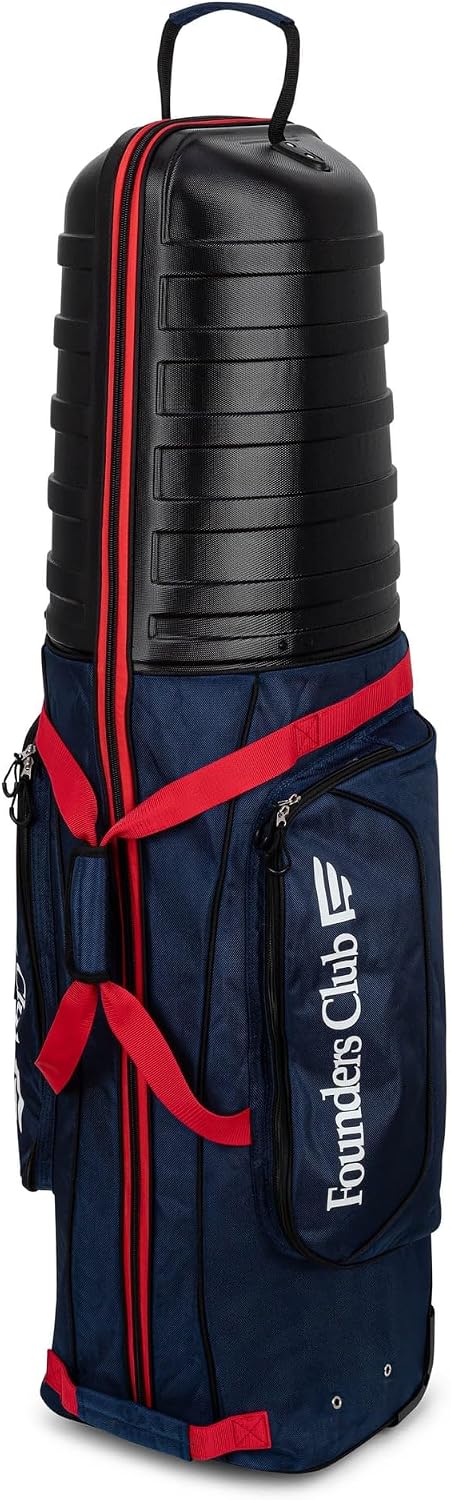 Founders Club Golf Travel Bag with Wheels - Lightweight Travel Cover & Case for Airlines - Club Protection with ABS Hard Top & Standup Pole Stiffening System