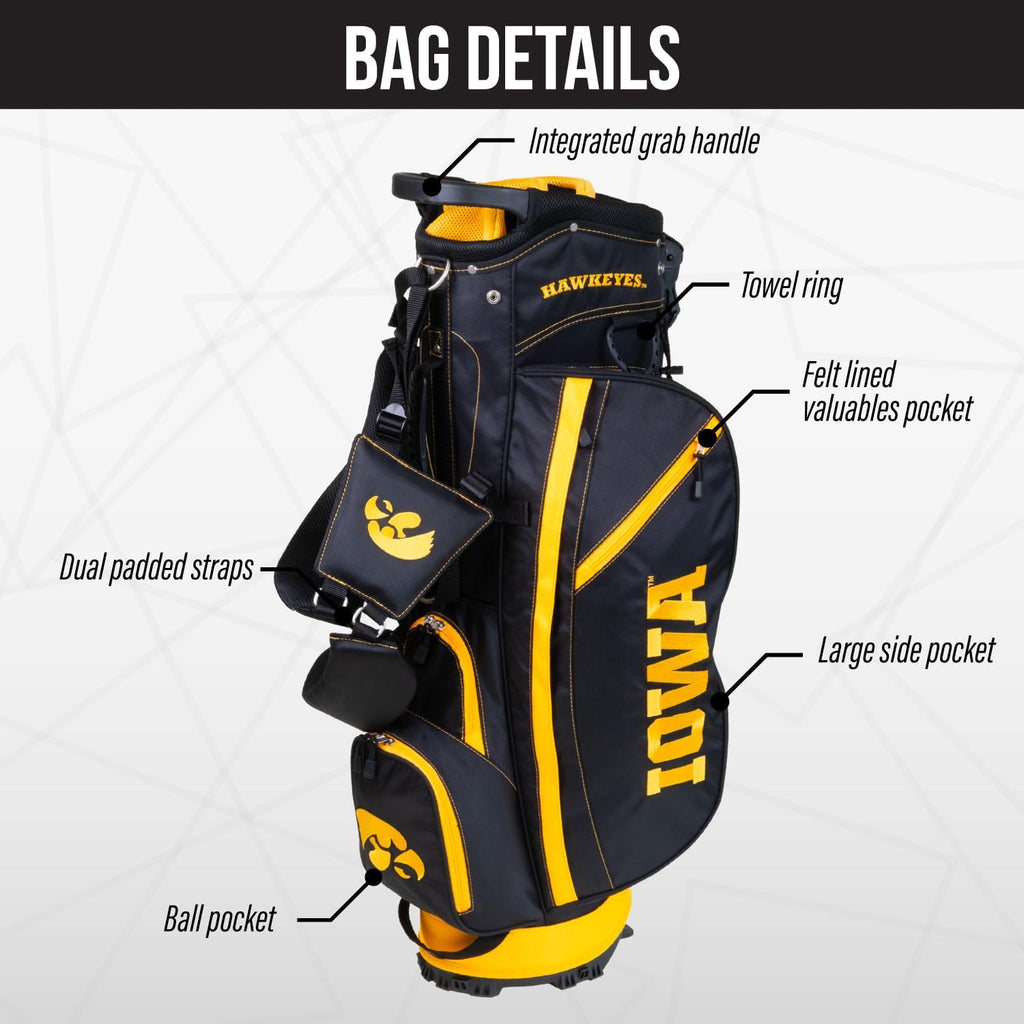 Team Golf NCAA Fairway Golf Stand Bag, Lightweight, 14-Way Top, Spring Action Stand, Insulated Cooler Pocket, Padded Strap, Umbrella Holder & Removable Rain Hood