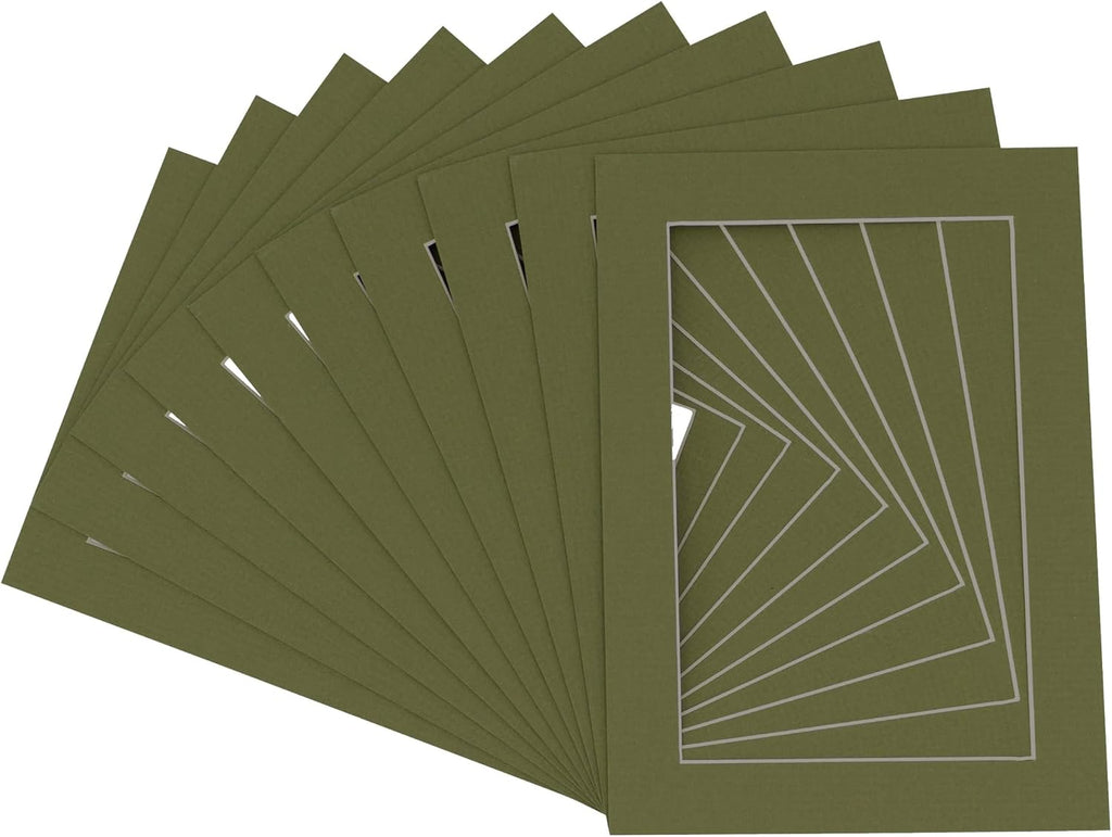 8.5x11 Mat for 11x14 Frame - Precut Mat Board Acid-Free Show Kit with Backing Board, and Clear Bags Dill Green 8.5x11 Photo Matte For a 11x14 Picture Frame Matboard for Framing, Pack of 25 Mats