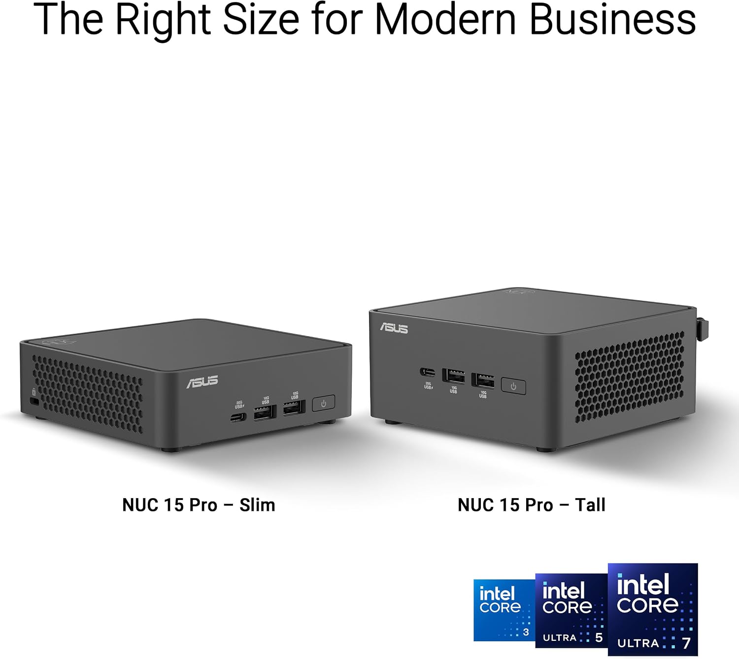 ASUS NUC 15 Pro Slim Full System Mini PC with Intel Series 1 Core 3 100U, 16GB DDR5 RAM, 512GB PCIe G4x4 NVMe SSD, Thunderbolt™ 4, WiFi 7 & Bluetooth 5.4, Toolless Chassis Access, VESA Mount Included