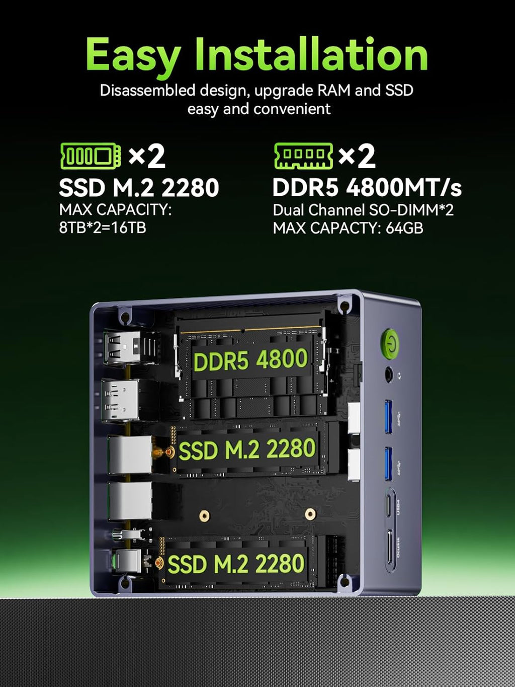 GMKtec M7 Ultra Mini PC Gaming, Ryzen 7 PRO 6850U 16GB DDR5 RAM & 512GB SSD, Mini Desktop Computer with PCle 4.0x4 Oculink Dual NIC LAN 2.5G, Dual USB4, Quad Display Support 8K@60Hz DP 2.0, HDMI2.1