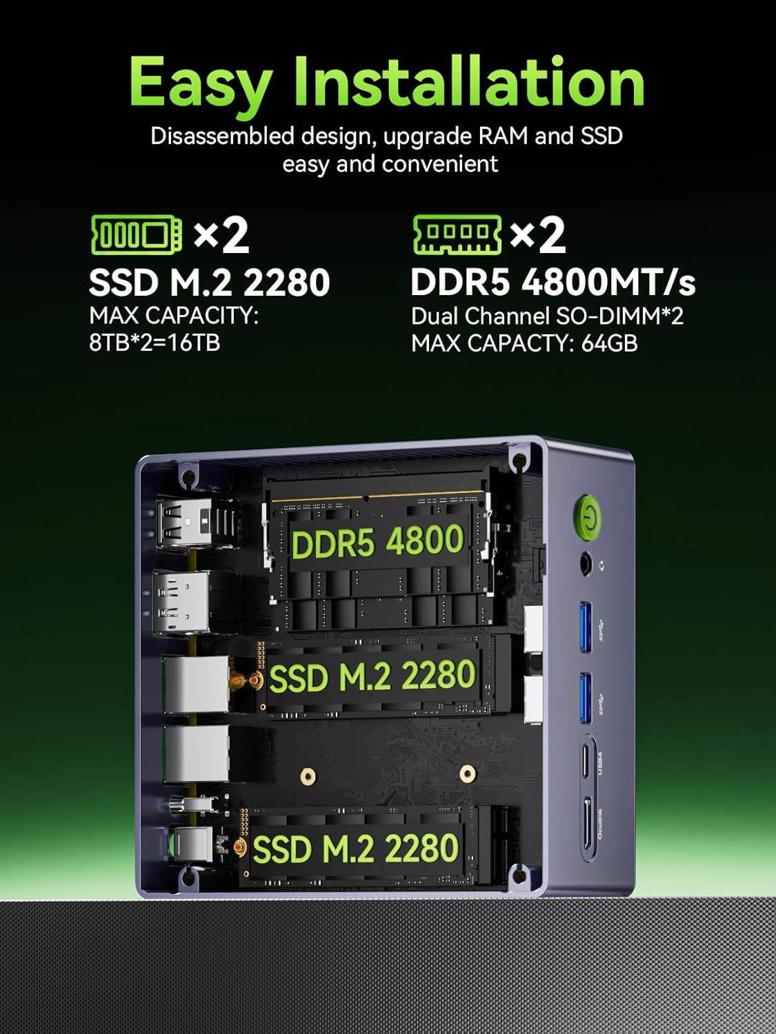 GMKtec M7 Ultra Mini PC Gaming, Ryzen 7 PRO 6850U 16GB DDR5 RAM & 512GB SSD, Mini Desktop Computer with PCle 4.0x4 Oculink Dual NIC LAN 2.5G, Dual USB4, Quad Display Support 8K@60Hz DP 2.0, HDMI2.1