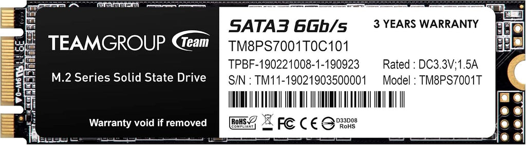 TEAMGROUP MS30 1TB with SLC Cache 3D NAND TLC M.2 2280 SATA III 6Gb/s Internal Solid State Drive SSD (Read/Write Speed up to 530/480 MB/s) Compatible with Laptop & PC Desktop TM8PS7001T0C101