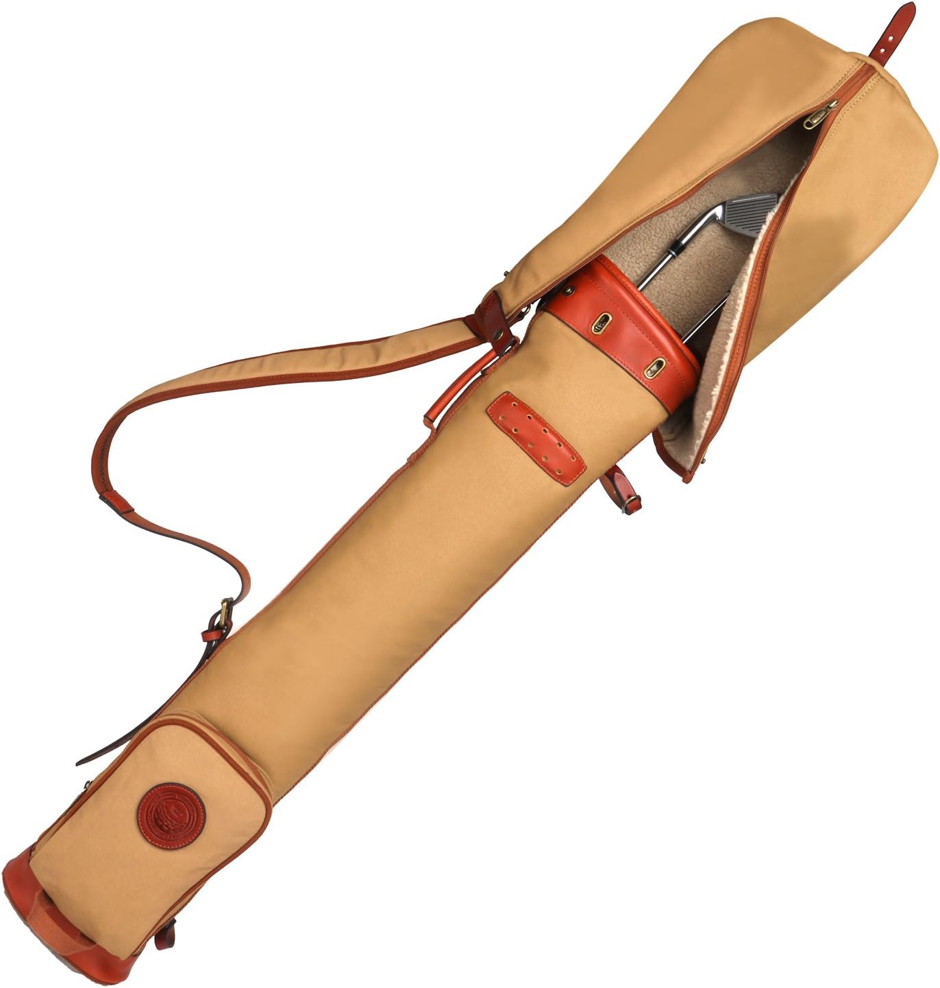 Tourbon Vintage Golf Club Carry Bags Travel Case - Canvas and Leather