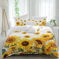 Prime Leader Summer Sunflower Duvet Cover Set Queen Size 4 Pieces Watercolor Flowers Farmhouse Bedding Set with Zipper Closure, 1 Comforter Cover 92x106 Inches 1 Flat Sheet & 2 Pillow Cases