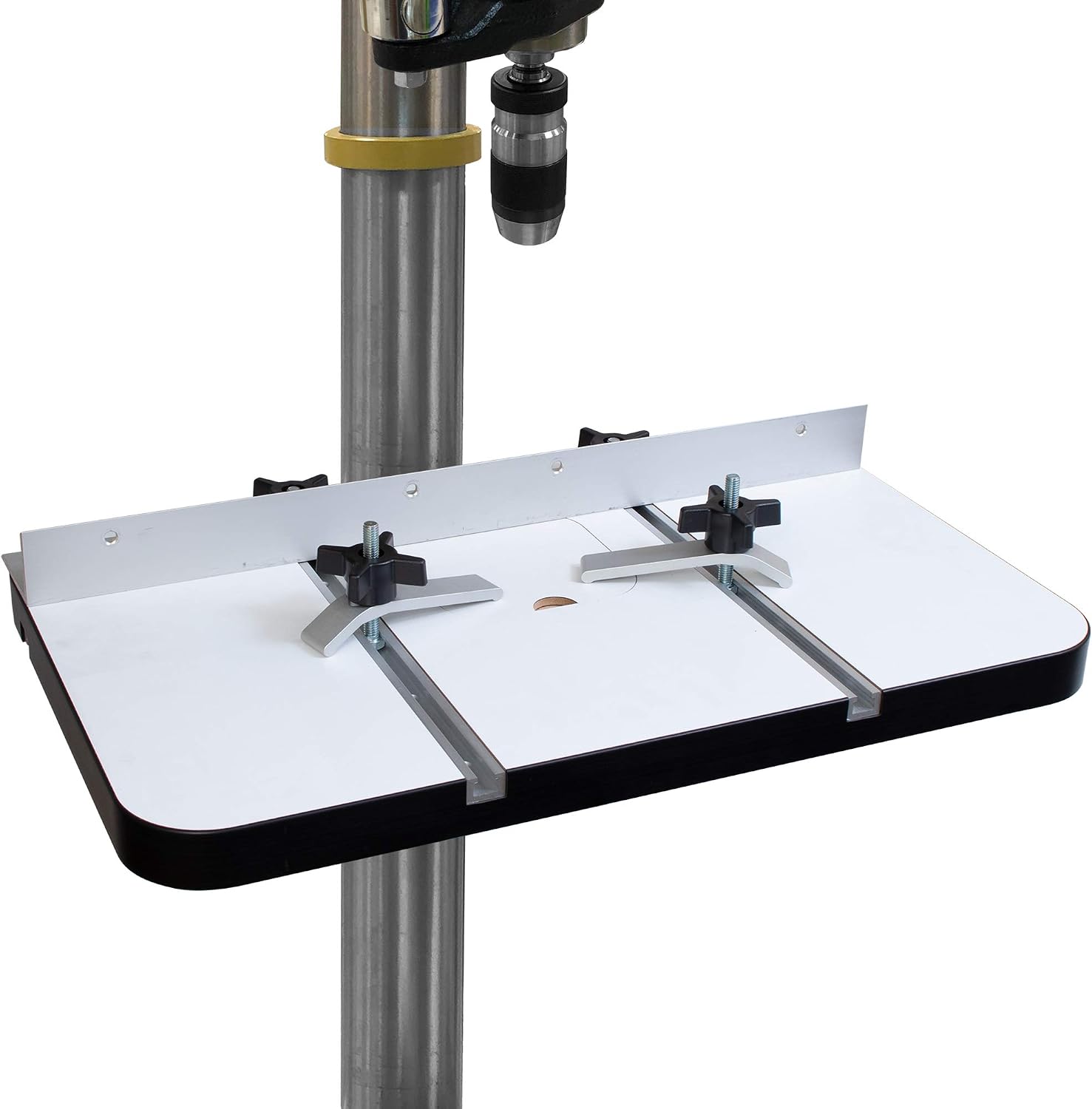 Fulton Drill Press Table 15' x 24' x 1-3/8' Thick with Aluminum L Fence, 2 Each 3/8' Hold Downs and 2 Zero Clearance Inserts