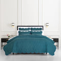 kate spade new york Scalloped Edge 2-Piece Twin Quilt Bedding Set, 100% Cotton Voile Reversible Cover, All Season Bedding, Machine Washable, Blue Spruce