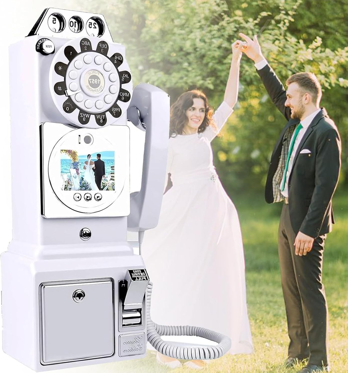 Video Audio Guest Book Wedding Phone, Audio Phone Guestbook, Record Customized Video Audio Messages,Record Preserve Your Special Occasions,White