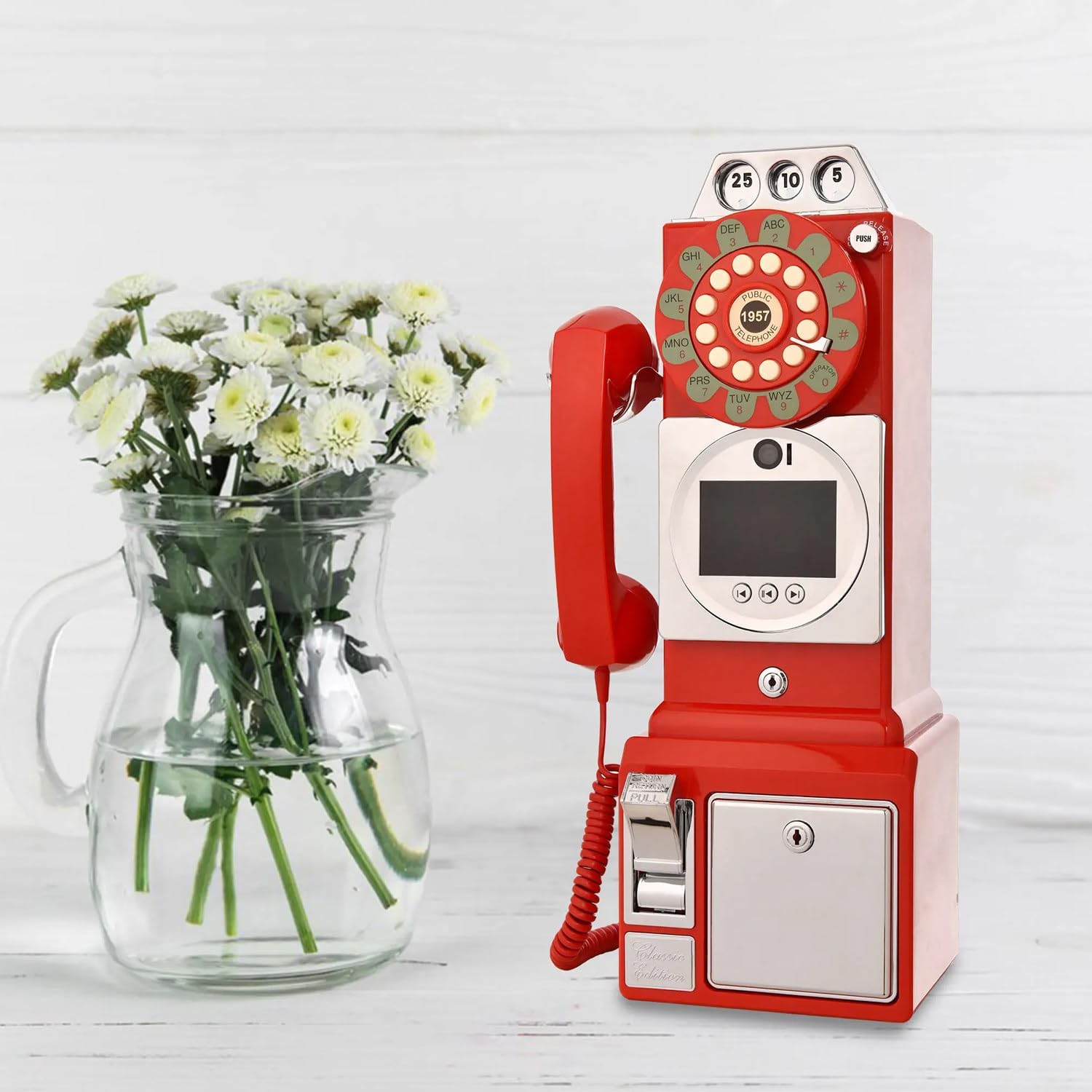 Audio Guestbook, Audio Guest Book Wedding Phone, with 3.5-Inch Display and 32g Memory, 1080p, Built-in 5000mah Battery, Suitable for Weddings, Parties, Anniversaries, Etc.,Red