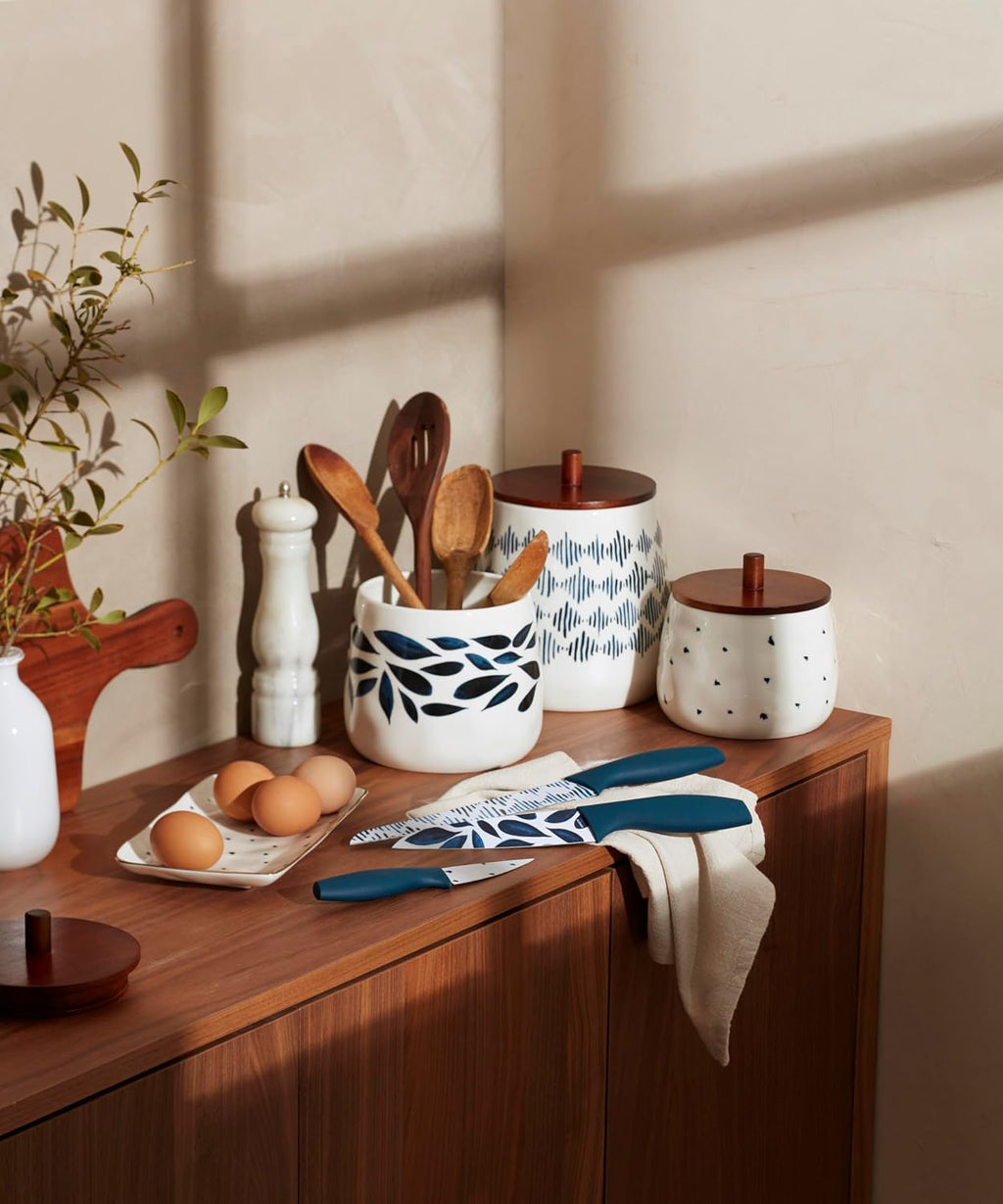 Lenox Blue Bay Dinnerware & Serveware Collection, Porcelain Tableware, Canister Set, 3-Piece