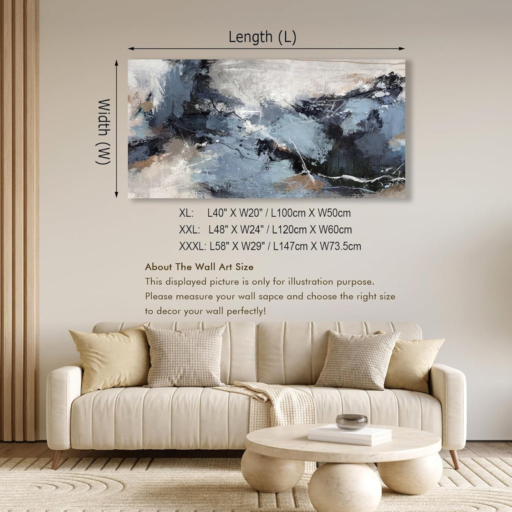 Shoci Large Abstract Wall Art - Black Blue Canvas Pictures Aesthetic Gray Brown Painting Prints Decor Modern Abstract Ink Artwork Wall Art for Living Room Bedroom Home Office Decoration 29' X 58'