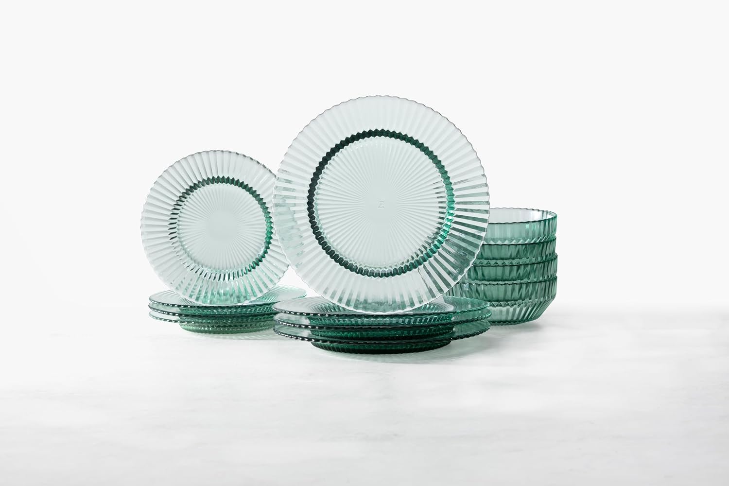 Fortessa Archie Glass, 12 Piece Dinnerware Set (Service for 4), Verde Green