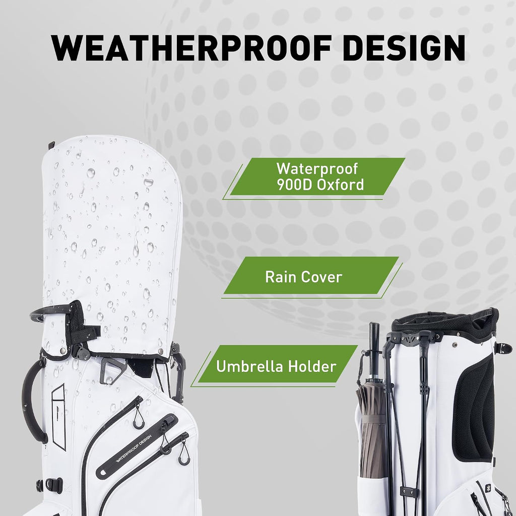 Lightweight Golf Stand Bag, 14 Way Golf Bags with Full Length Dividers for Men Women, Encrypted 900D Weather-Proof Club Carry Bag with Ergonomic Dual Strap, Cooler Pockets, 9 Pockets