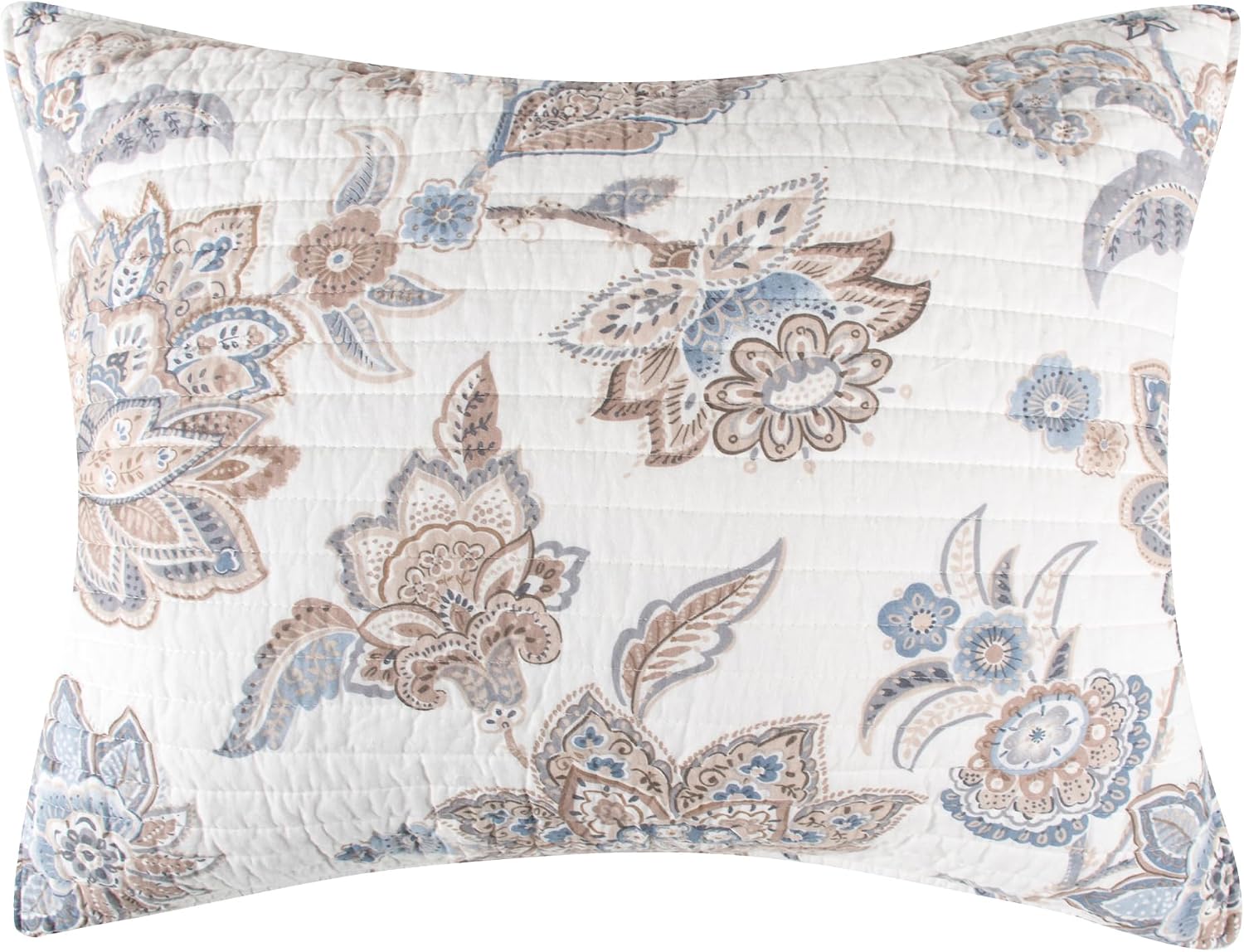 Levtex Home - Selesta Blue Quilt Set - Twin Quilt and One Standard Sham - Floral - Blue Taupe Grey - Quilt (68x86in.) and Sham (20x26in.) - Reversible - Cotton