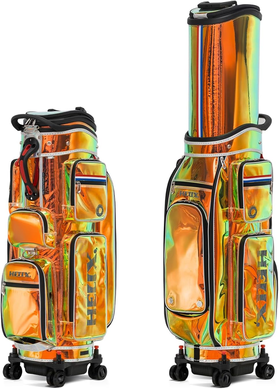 HELIX-Golf Golf Cart Bag, Easy to Carry, Retractable Golf Club Cart Bag with Locking Wheels Chassis and Latest Integrated Handgrip.