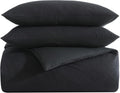 Vera Wang - Queen Comforter Set, Luxury Cotton Bedding Set with Matching Shams, Chic Room Essentials (Waffle Pique Black, Queen)