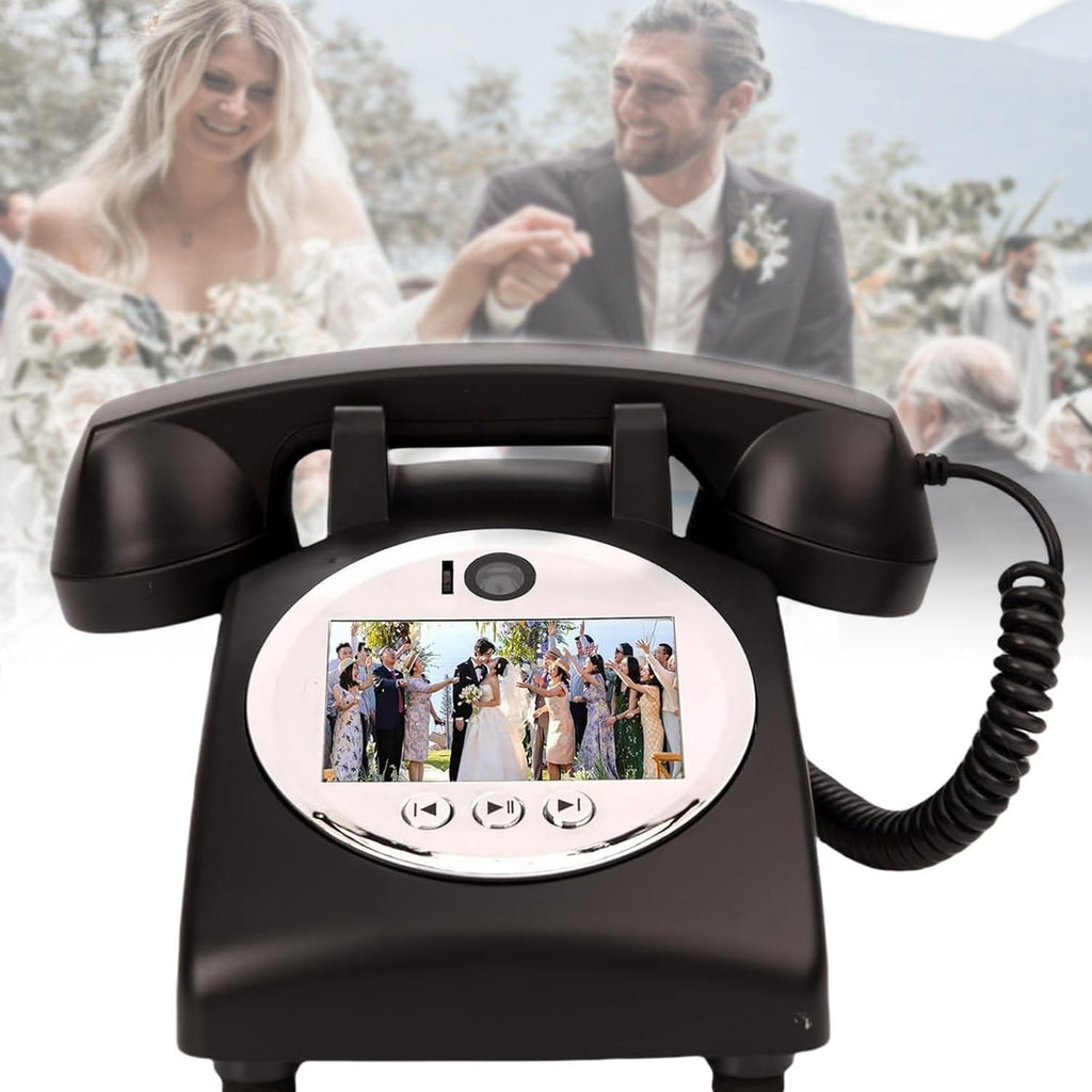 New Video Audio Guest Book Wedding Phone, 32G 1080P HD Video Audio Phone Guestbook, Creative Record Audio GuestBook for Wedding Bridal Shower, Birthday, Graduations, Baby Shower(Black)