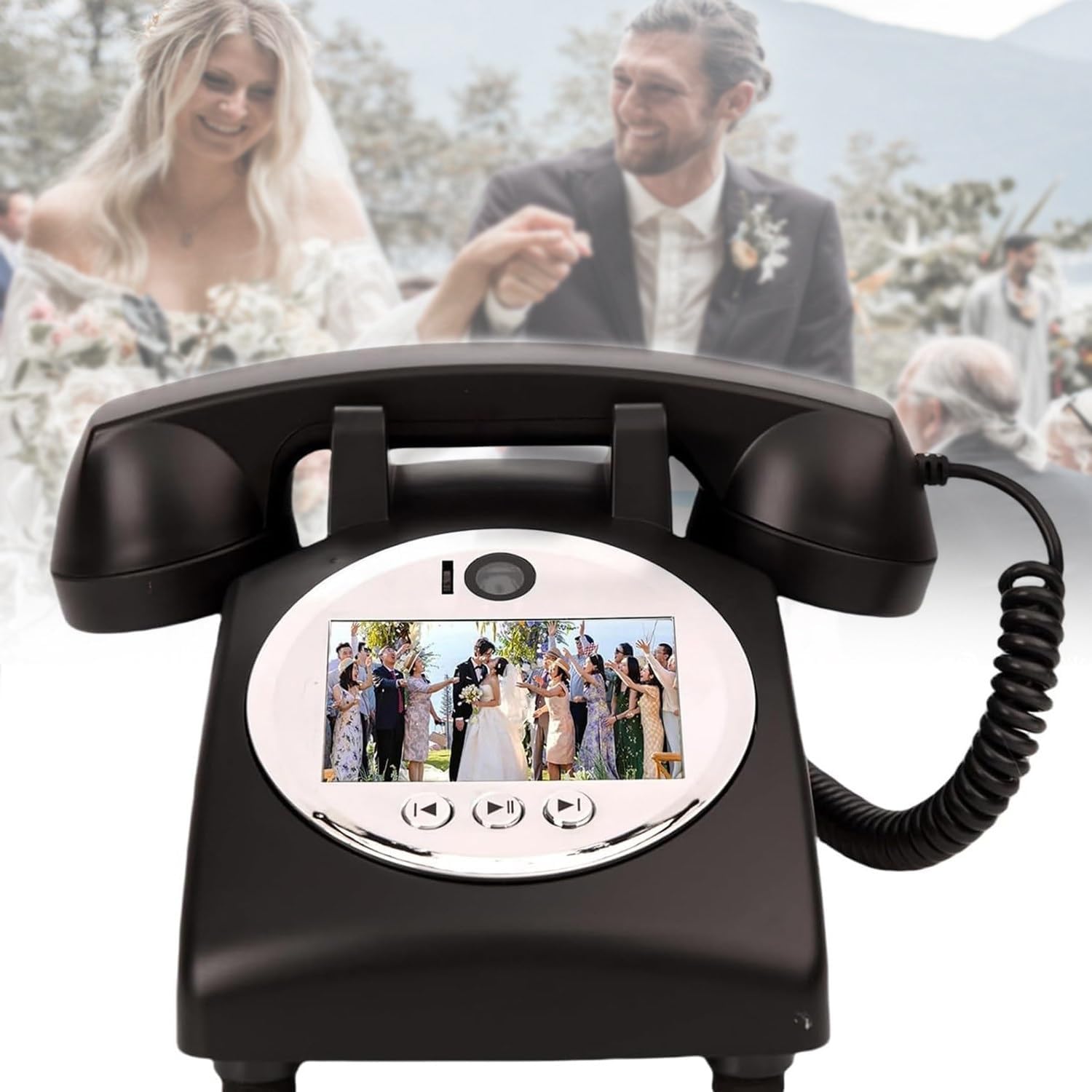 New Video Audio Guest Book Wedding Phone, 32G 1080P HD Video Audio Phone Guestbook, Creative Record Audio GuestBook for Wedding Bridal Shower, Birthday, Graduations, Baby Shower(Black)
