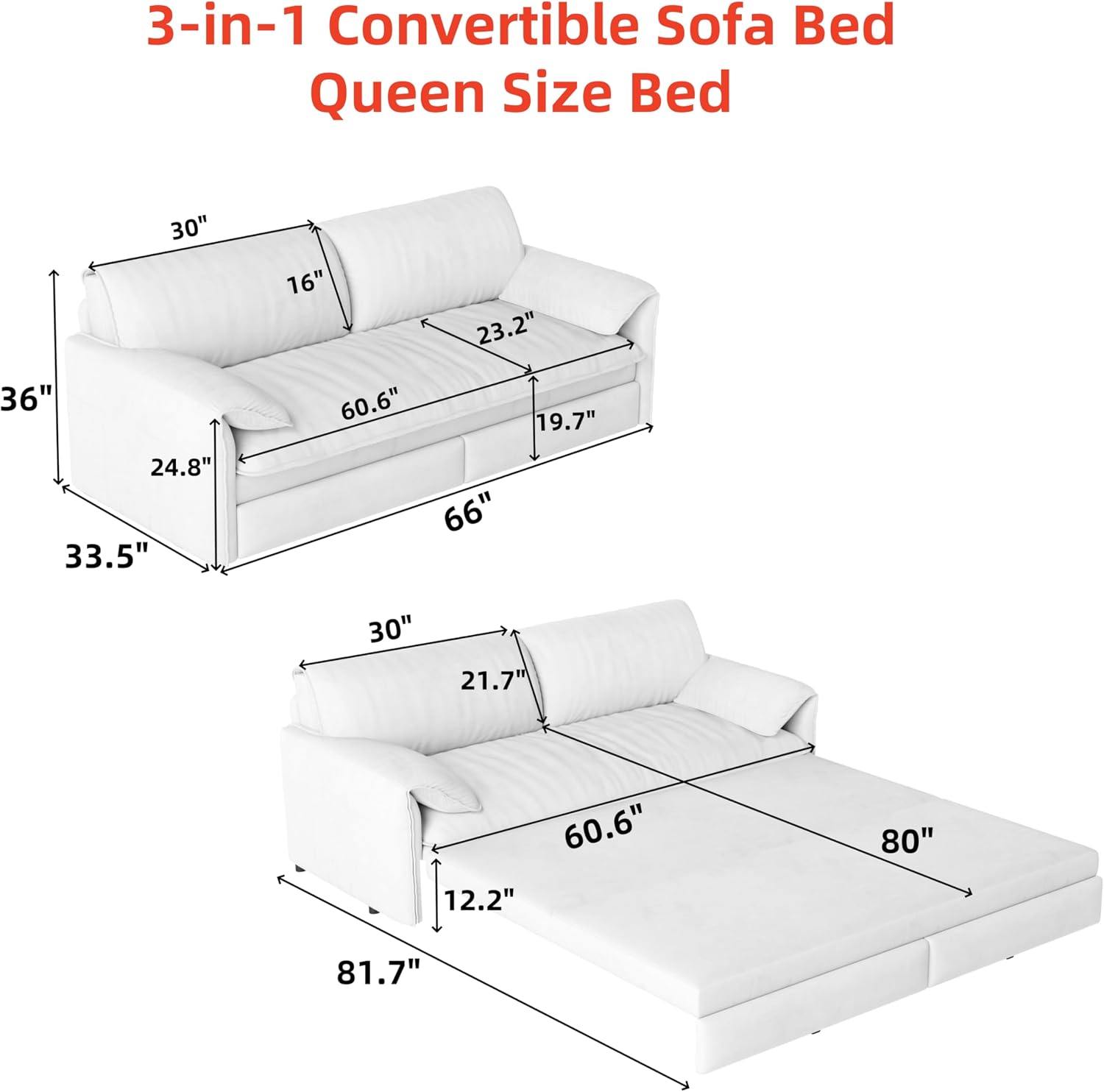 WILLIAMSPACE 66' Queen Pull Out Sofa Bed, 3-in-1 Velvet Convertible Sleeper Sofa Couch with Side Storage, Multi-Functional Loveseat Bed Pull Out Couch for Living Room, Apartment (Pink)