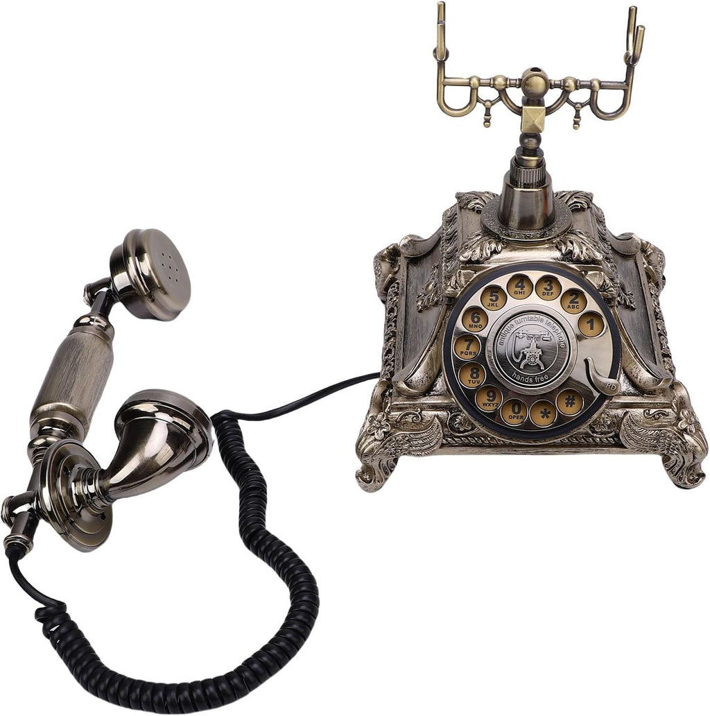 PUSOKEI Audio Guest Book Wedding Phone, Vintage Audio Guestbook Phone with Recording Function - 32GB Memory Retro Message Keeper for Wedding Anniversary Party Gift (Antique Brass Color)