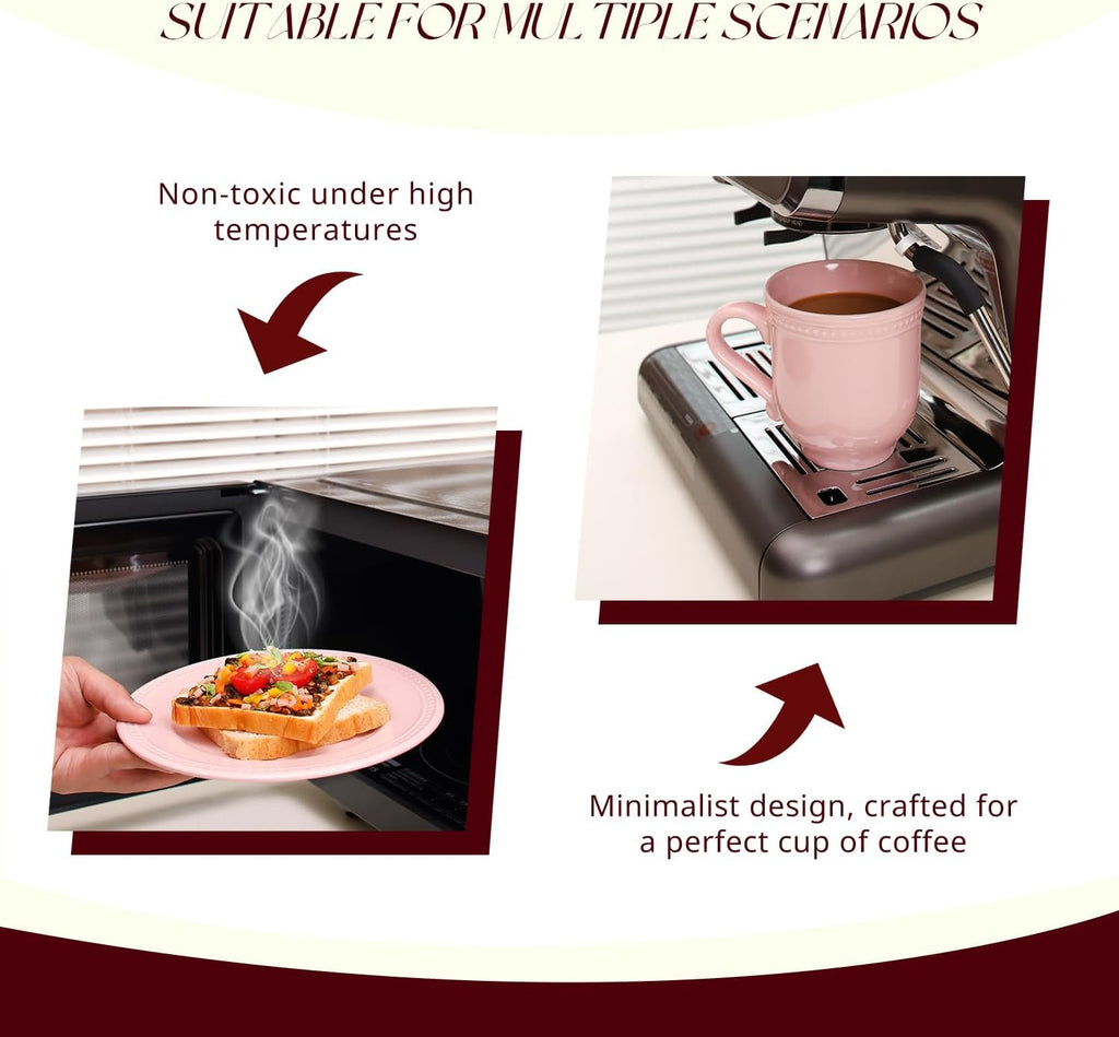 Pearl Dots Stoneware Dinnerware Set (56pc Set, Pink)