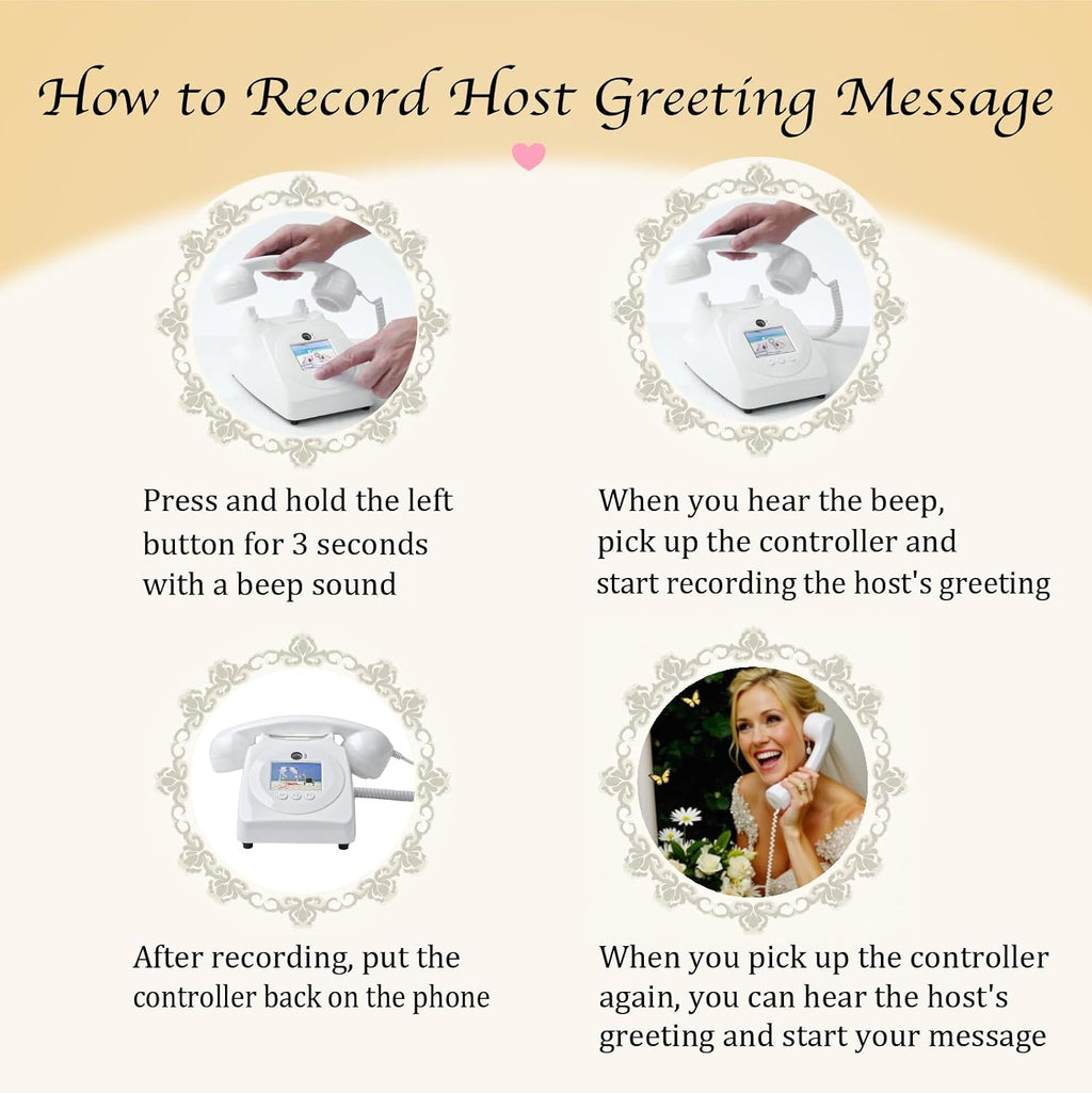 Video Audio Guest Book Wedding Phone,1080P HD Leave a Customized Video Messages, Ideal for a Variety of Memorable Party Occasions for Wedding, Birthday, Baby Shower, Graduation,retire (White)