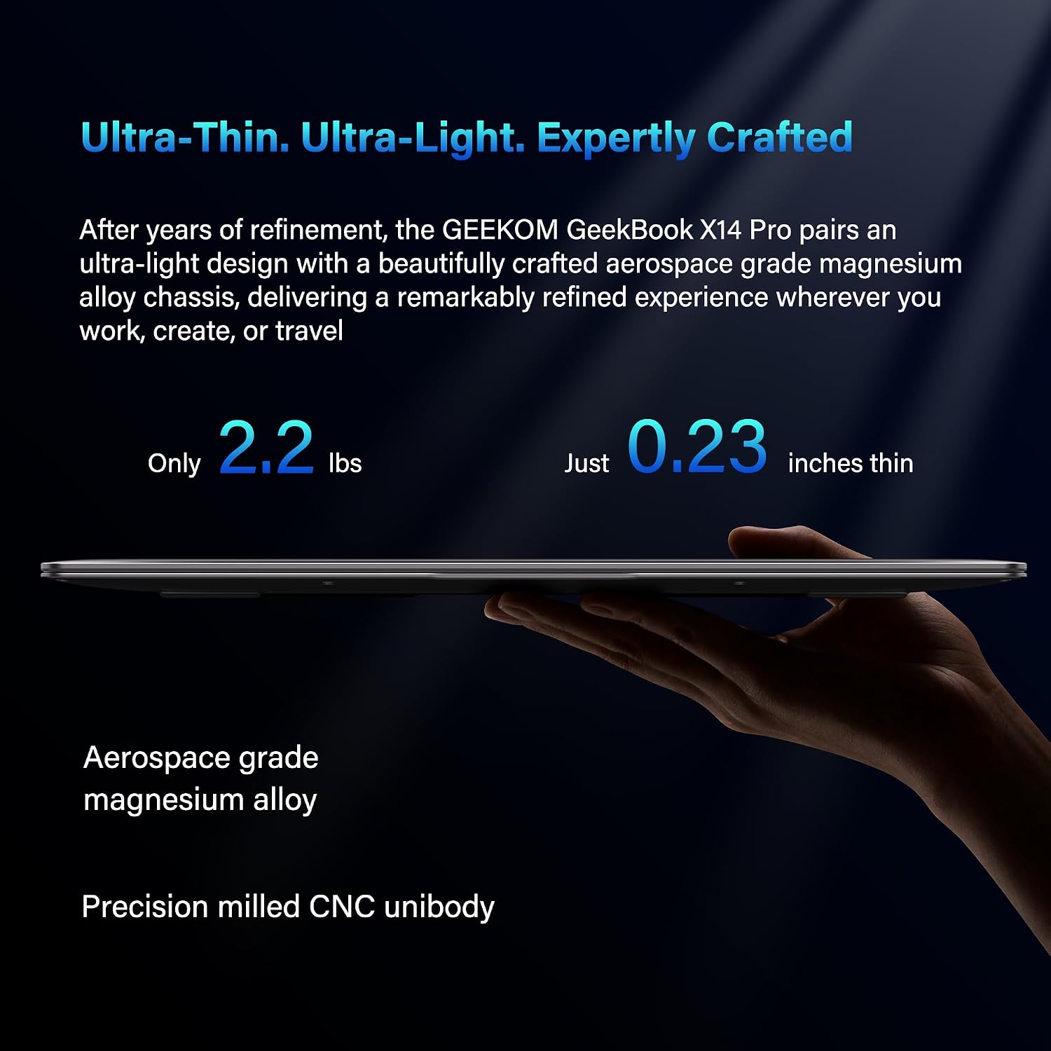 GEEKOM GeekBook X14 Pro Laptop, 2.2lbs Ultra Thin 14' 2.8K OLED Laptop Computer, Ultra 5 125H, 32GB LPDDR5x 7500MHz RAM 1TB SSD, Up to 16 Hour, 2X USB4, Fingerprint, Hub, Copilot, Windows 11 Pro