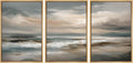 SIGNLEADER Framed Canvas Print Wall Art Set Soft Neutral Coastal Waves Muted Teal and Beige Ocean Illustrations Minimal Decorative Bohemian Nordic for Living Room, Bedroom, Office - 24'x36'x3 NATURAL