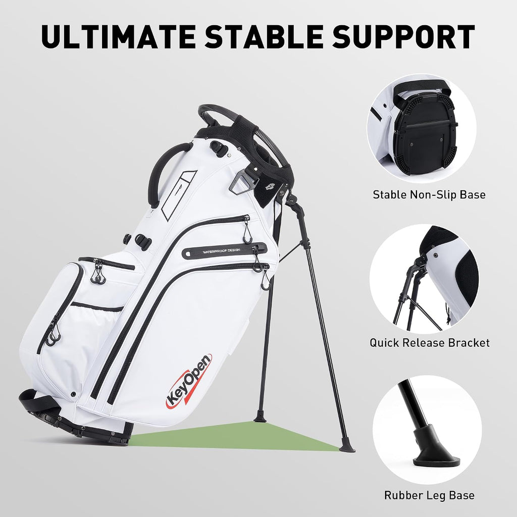 Lightweight Golf Stand Bag, 14 Way Golf Bags with Full Length Dividers for Men Women, Encrypted 900D Weather-Proof Club Carry Bag with Ergonomic Dual Strap, Cooler Pockets, 9 Pockets