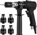 MXBAOHENG Pneumatic Tapping Machine with 360° Rotating Auxiliary Handle, Portable Air Tapper Tool 250RPM Thread Tapping Gun Tap Drill Machine for Metal with 4pcs ANSI Collets
