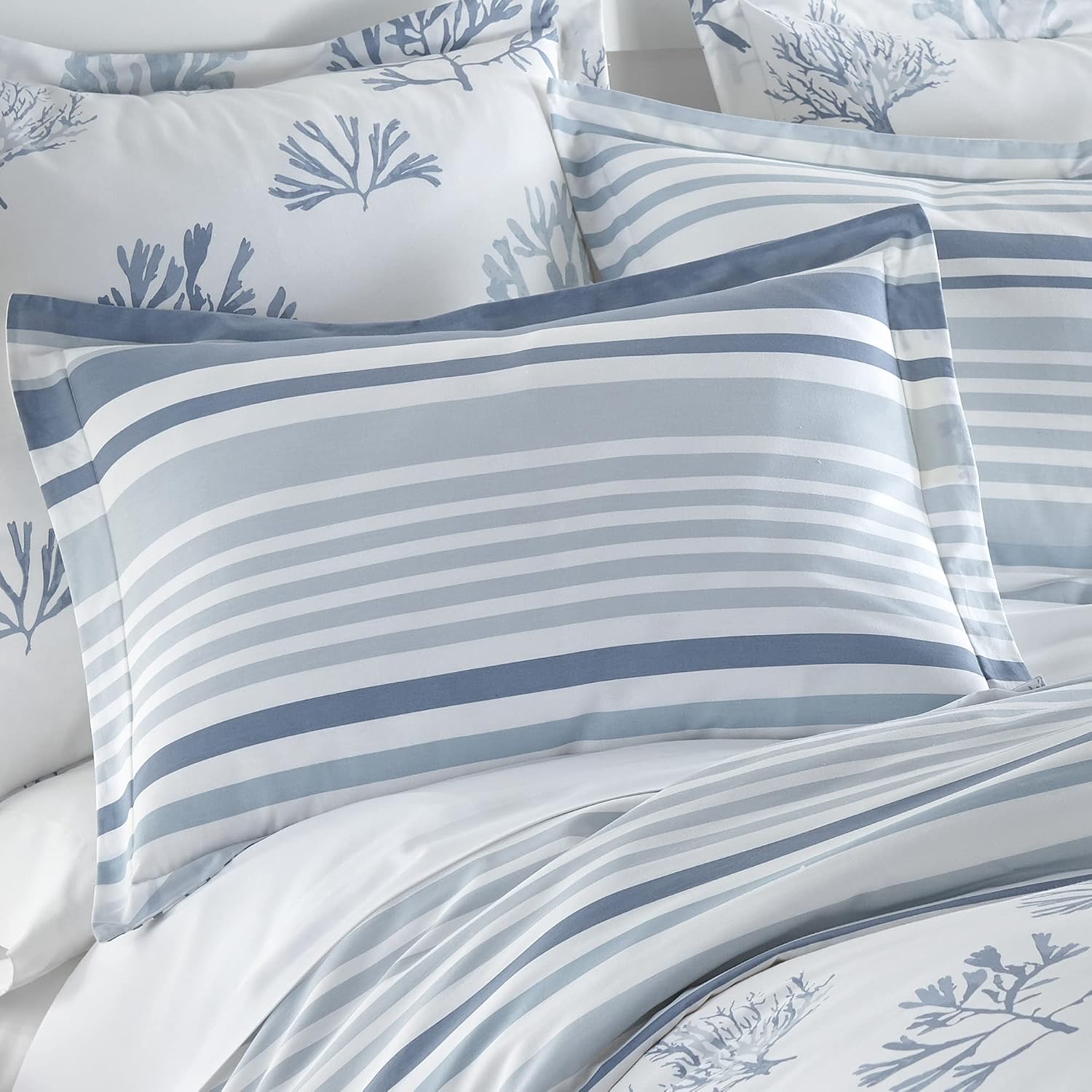 Levtex Home - Truro Comforter Set - Twin Comforter + One Standard Pillow Cases - Stripe - Shades of Blue - Comforter (68 x 88in.) and Pillow Case (26 x 20in.) - Cotton