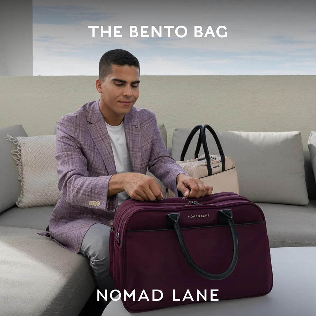 Nomad Lane Carry-On Luggage Duffel Bag, Durable & Lightweight Suitcase. Bento Bag, Personal Item Weekender Travel Bag for Men & Women, Venetian Violet