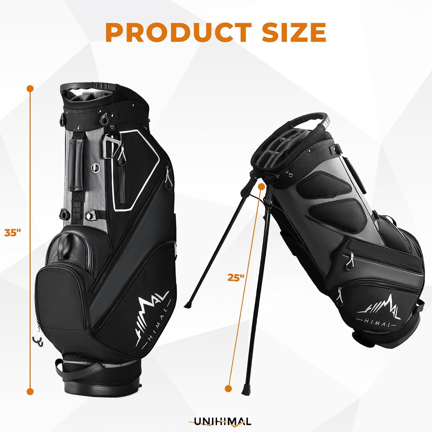 uniHimal 14 Way Dividers Golf Stand Bag Lightweight, Golf Bag for Men Women with Multiple Pockets, Dual Strap and Rain Cover Hood