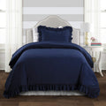 Lush Decor Reyna Ruffle Comforter Set - 2 Piece Cozy Ruffled Bedding Set - Timeless Elegance and Comfort for Dorm Room - Twin XL, Navy