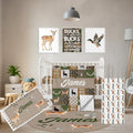 Terwex Custom Baby Crib Bedding Set, 5 Pcs Personalized Name Baby Crib Sets for Infant Toddler, Green Woodland Deer Nursery Bedding Set for Boys Girls, Double Layer Baby Bedding Sets Customized Gifts