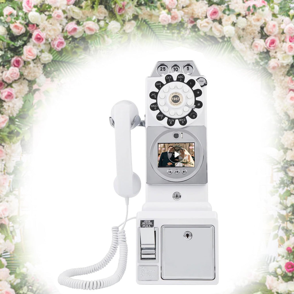 32GB Audio Guest Book, Vintage Wedding Guestbook, Easy to Use & Fun, Audio Phone Guestbook with Playback, for Wedding Birthday Party Anniversary,White